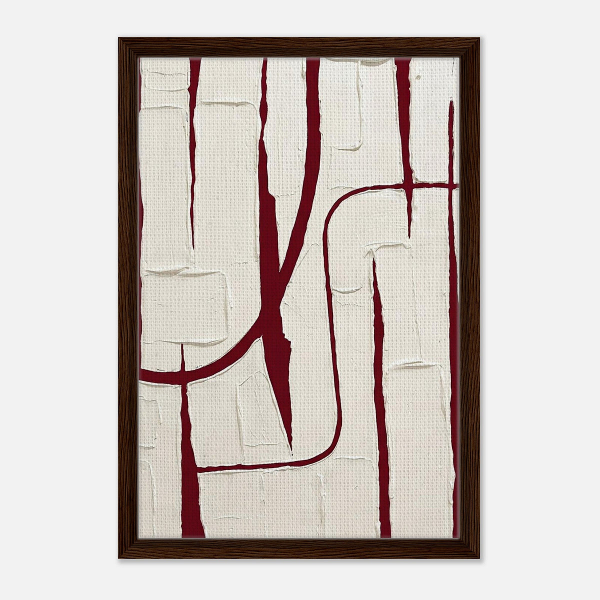 Cipher Ivory | Abstract Framed Canvas (Dark Wood)