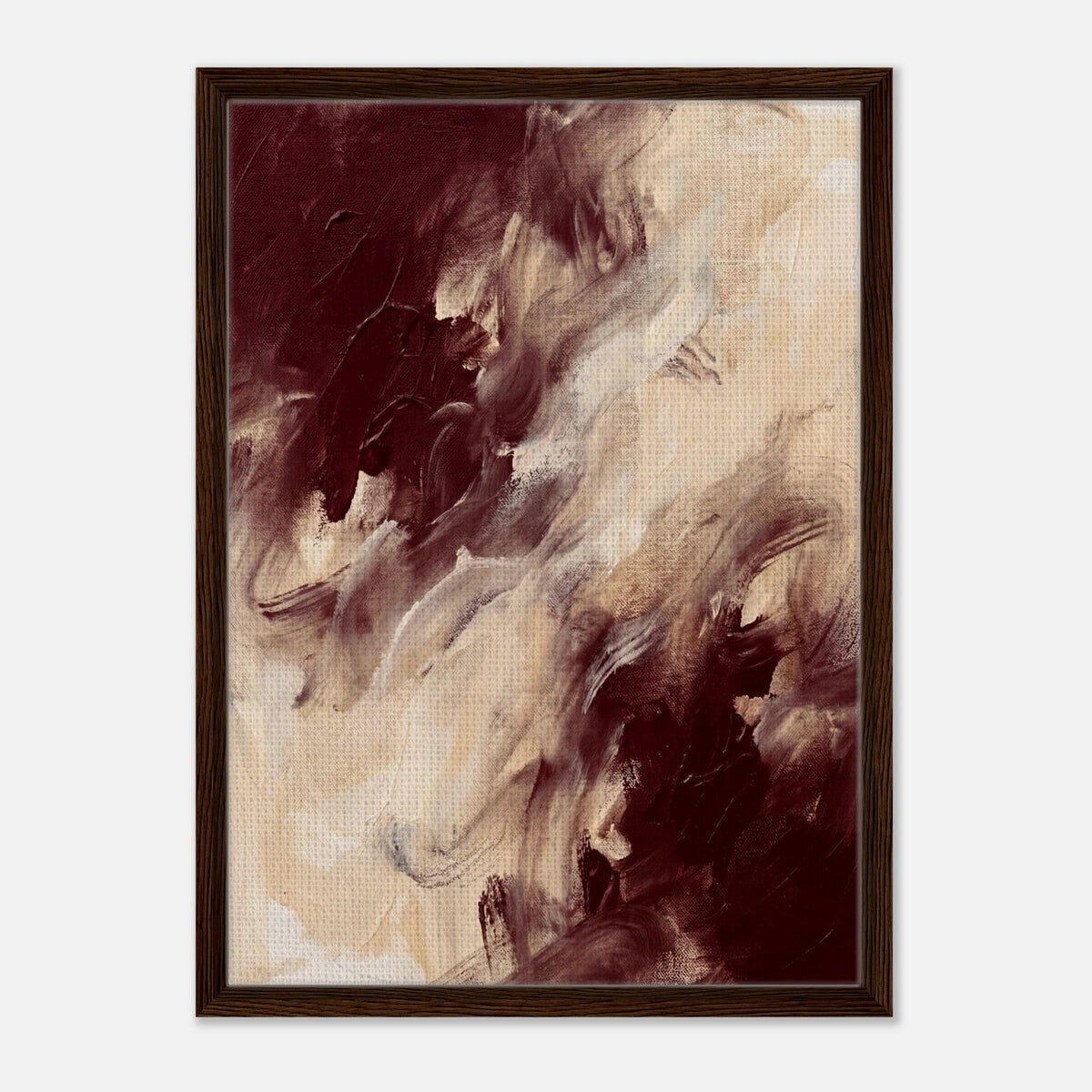 Ember Drift | Abstract Framed Canvas (Dark Wood)