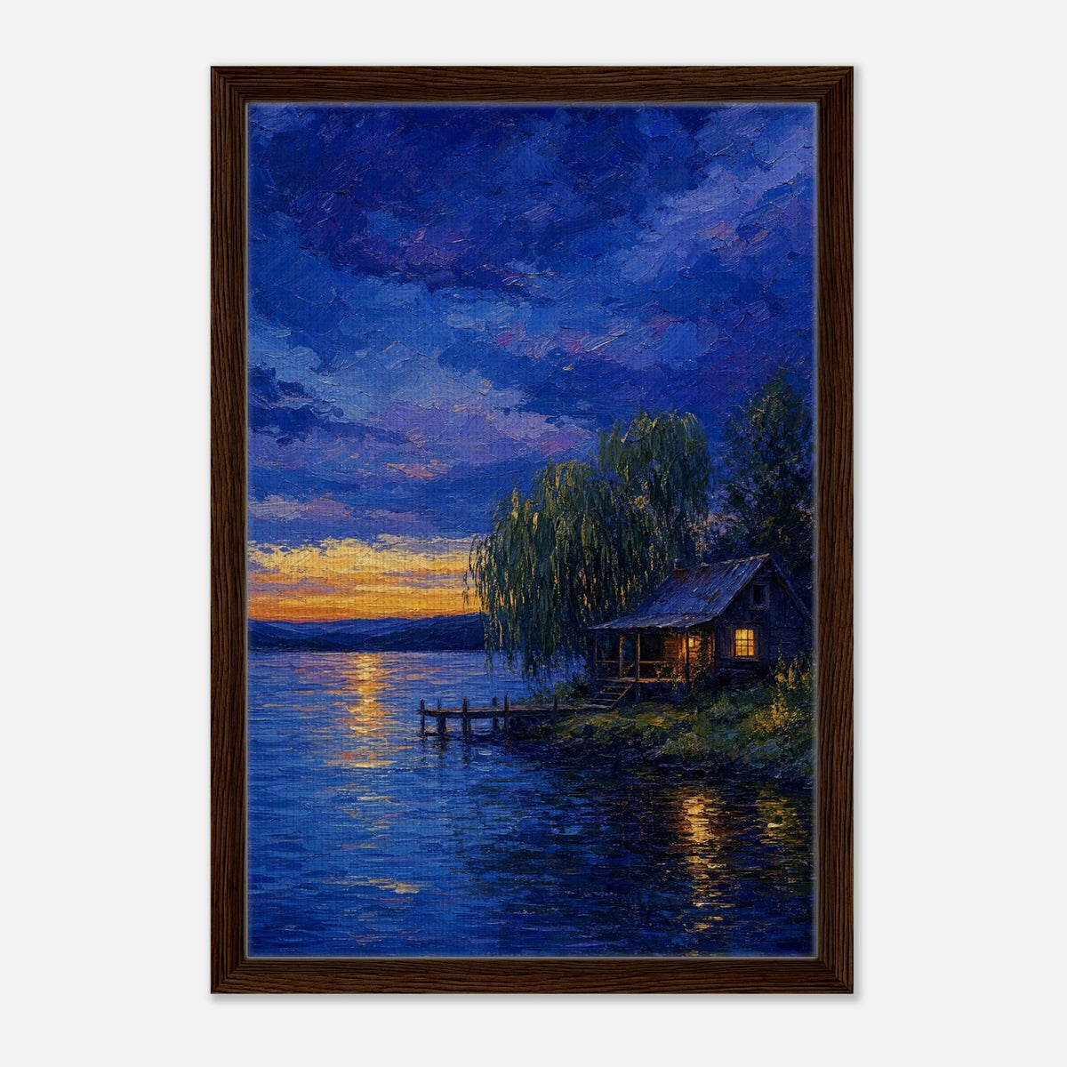 Lakeside Cabin | Studio Editions Framed Canvas (Dark Wood)