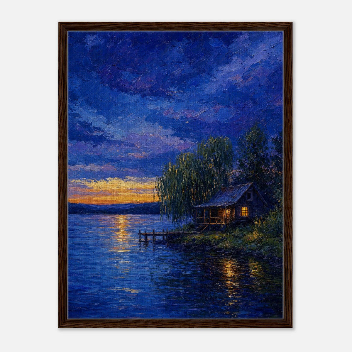 Lakeside Cabin | Studio Editions Framed Canvas (Dark Wood)