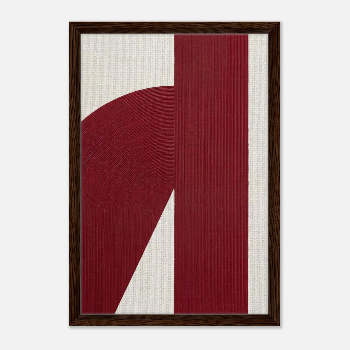 Crimson Arc | Abstract Framed Canvas (Dark Wood)