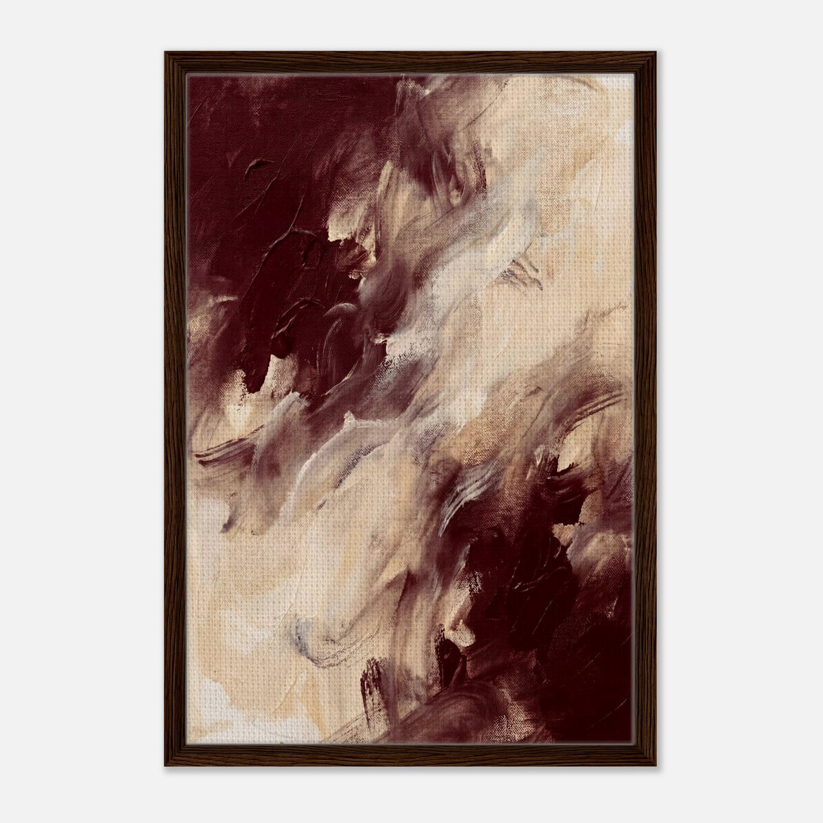 Ember Drift | Abstract Framed Canvas (Dark Wood)
