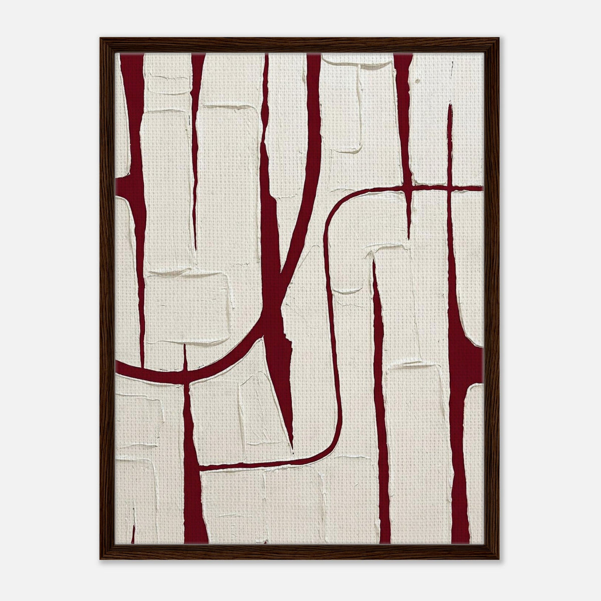 Cipher Ivory | Abstract Framed Canvas (Dark Wood)