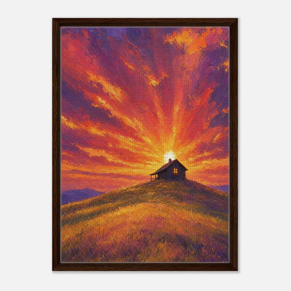 Hilltop Cabin | Studio Editions Framed Canvas (Dark Wood)