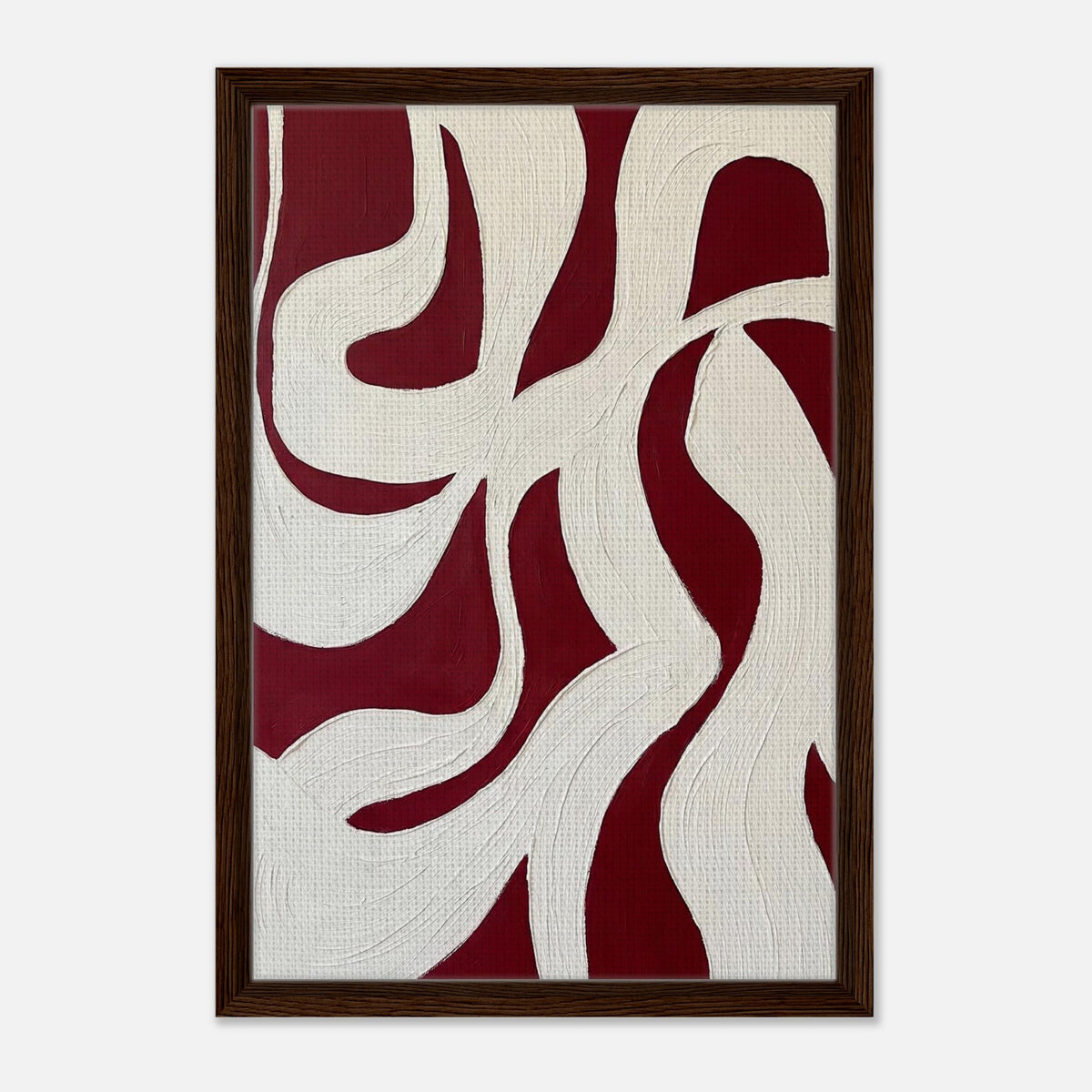 Cipher Noir | Abstract Framed Canvas — Dark Wood