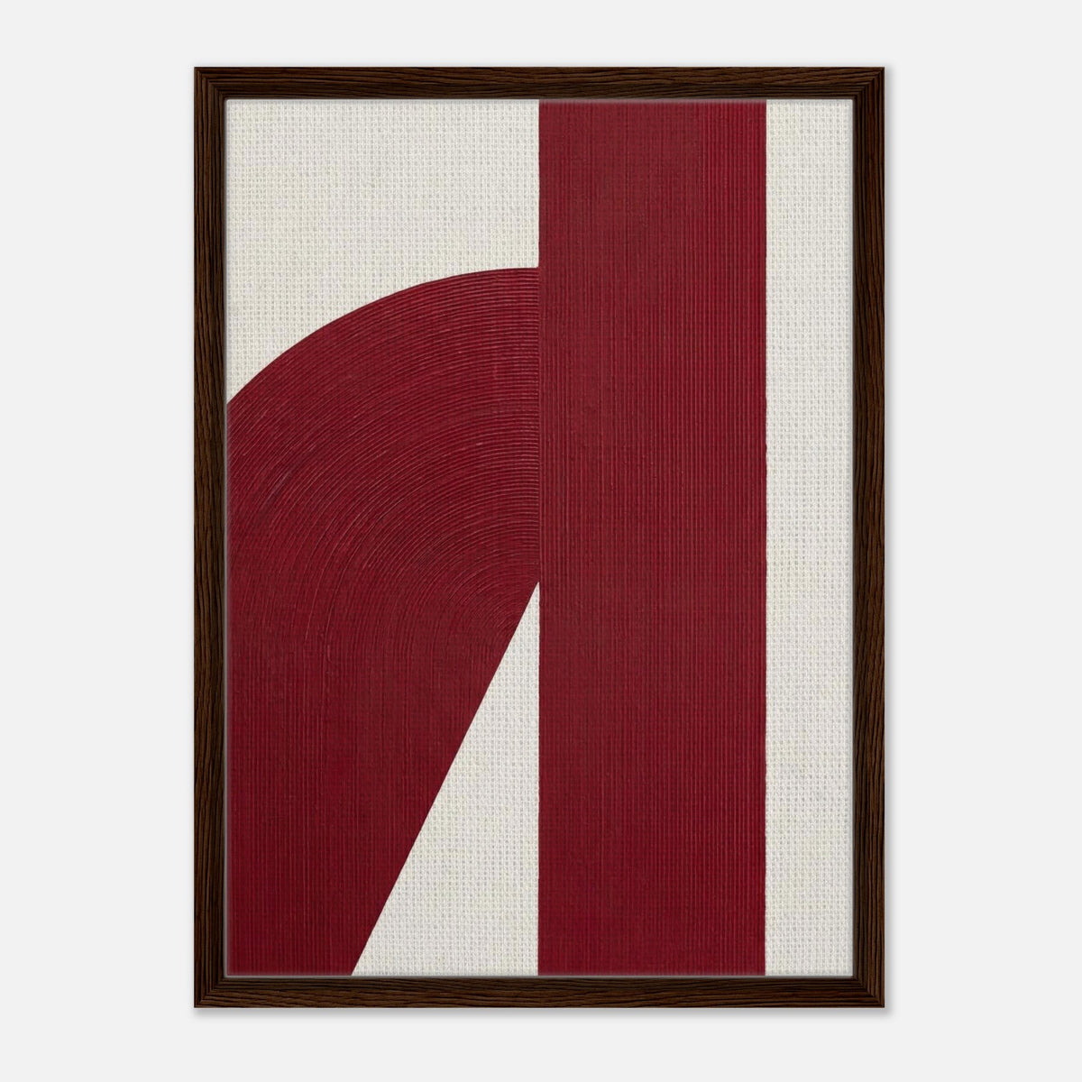 Crimson Arc | Abstract Framed Canvas (Dark Wood)