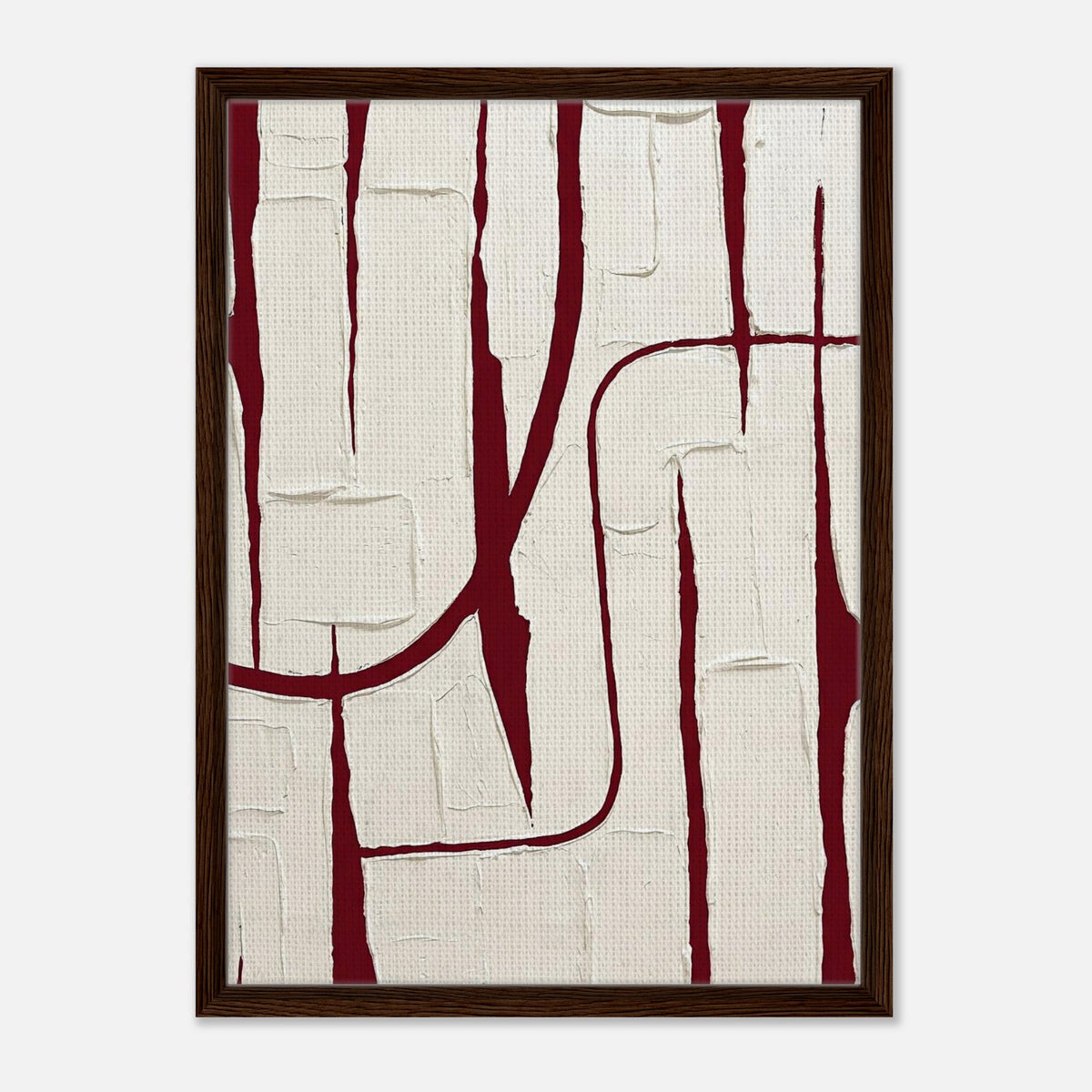Cipher Ivory | Abstract Framed Canvas (Dark Wood)
