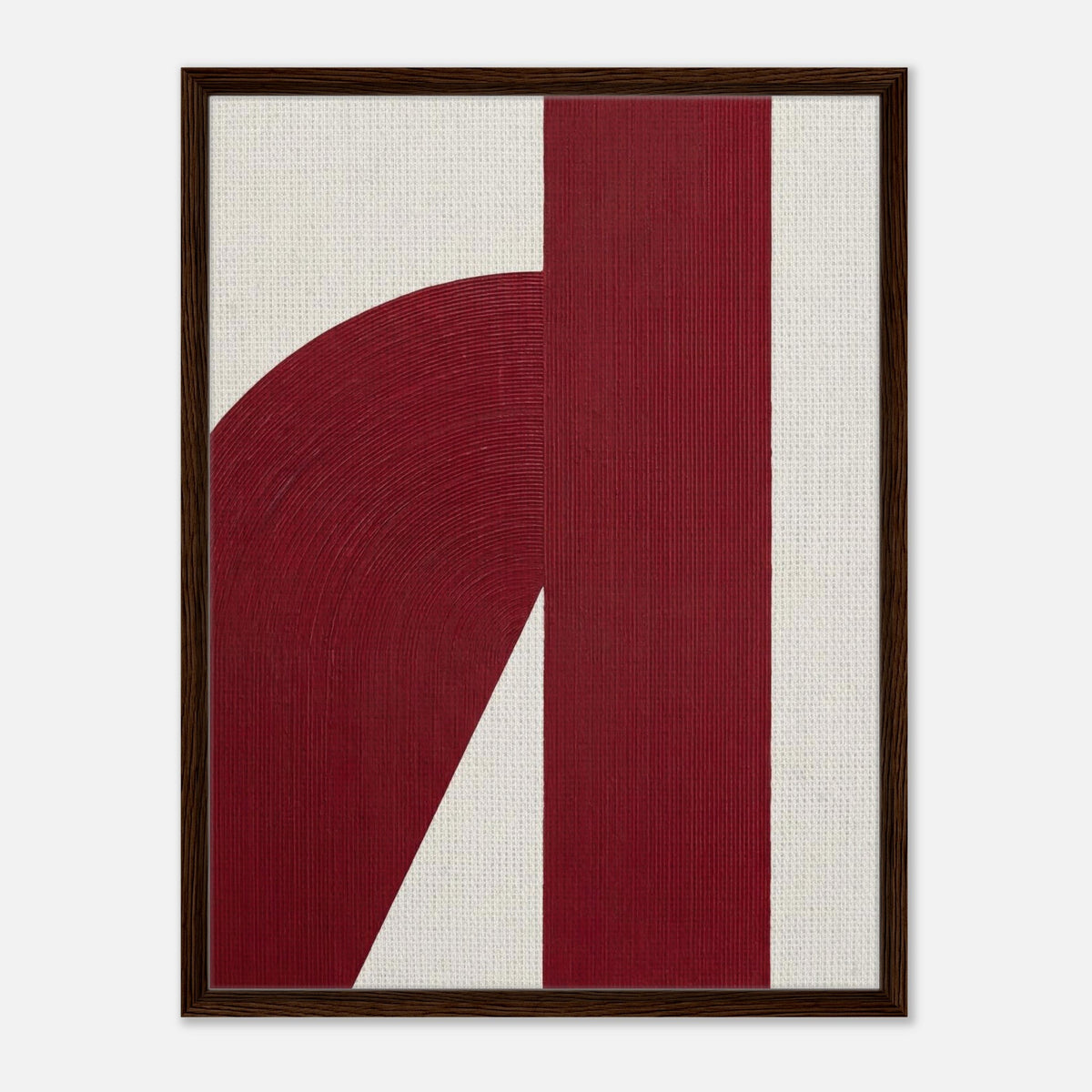 Crimson Arc | Abstract Framed Canvas (Dark Wood)