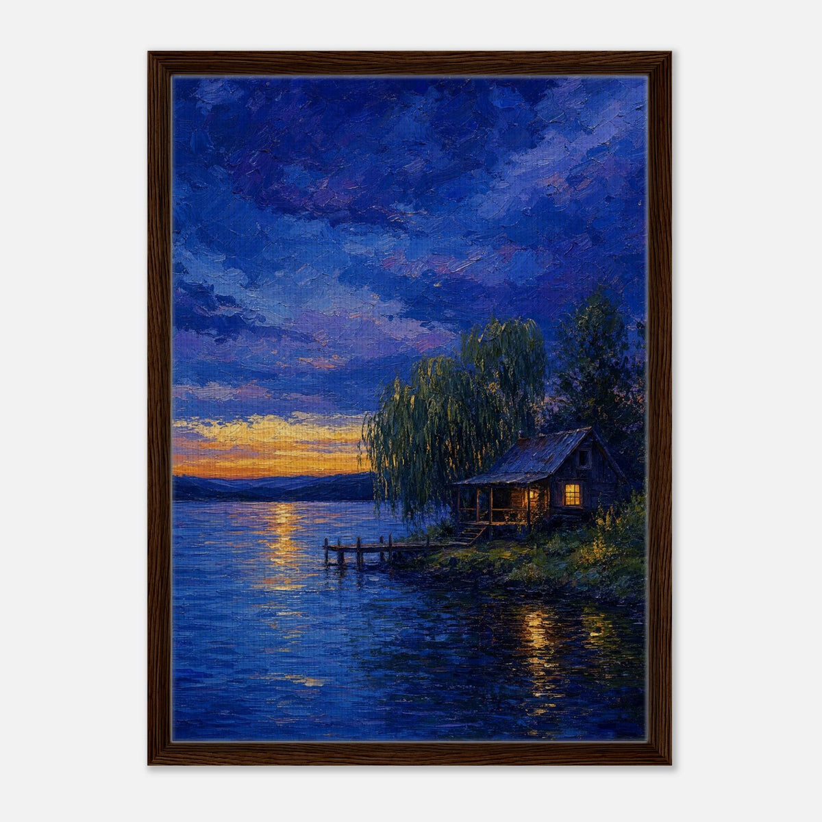 Lakeside Cabin | Studio Editions Framed Canvas (Dark Wood)