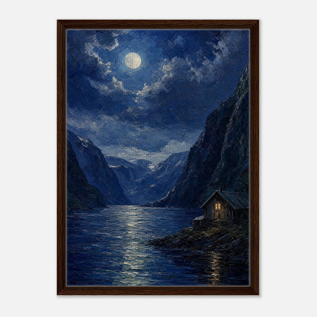 Fjord Cabin | Studio Editions Framed Canvas (Dark Wood)