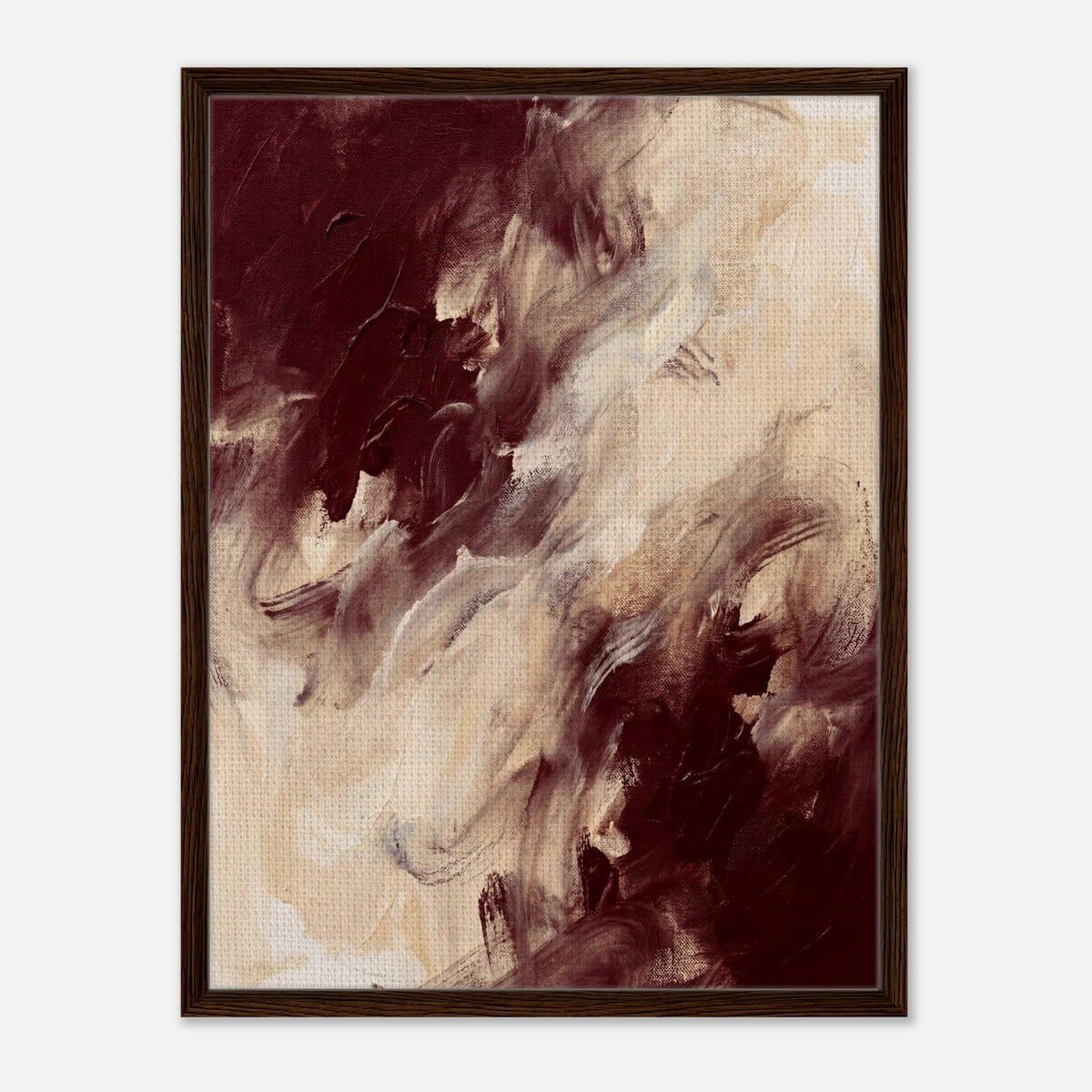 Ember Drift | Abstract Framed Canvas (Dark Wood)
