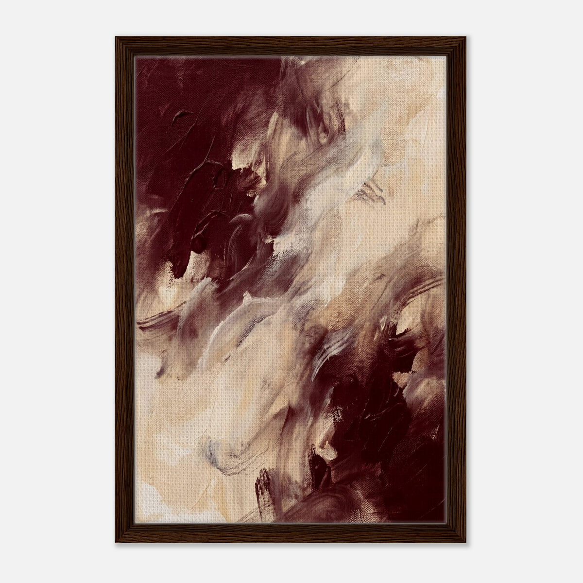 Ember Drift | Abstract Framed Canvas (Dark Wood)