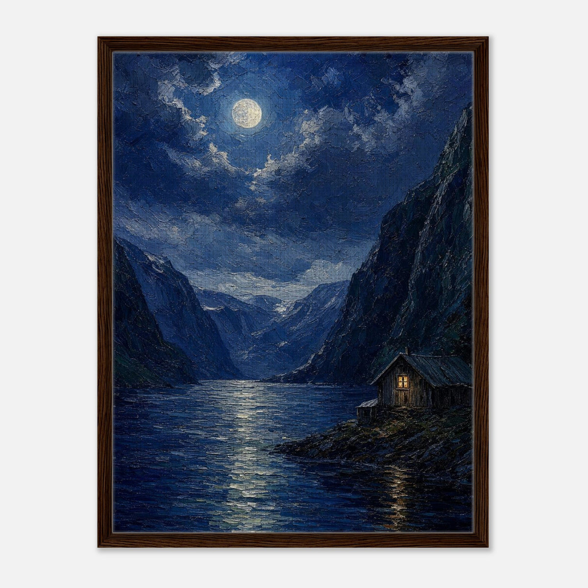Fjord Cabin | Studio Editions Framed Canvas (Dark Wood)