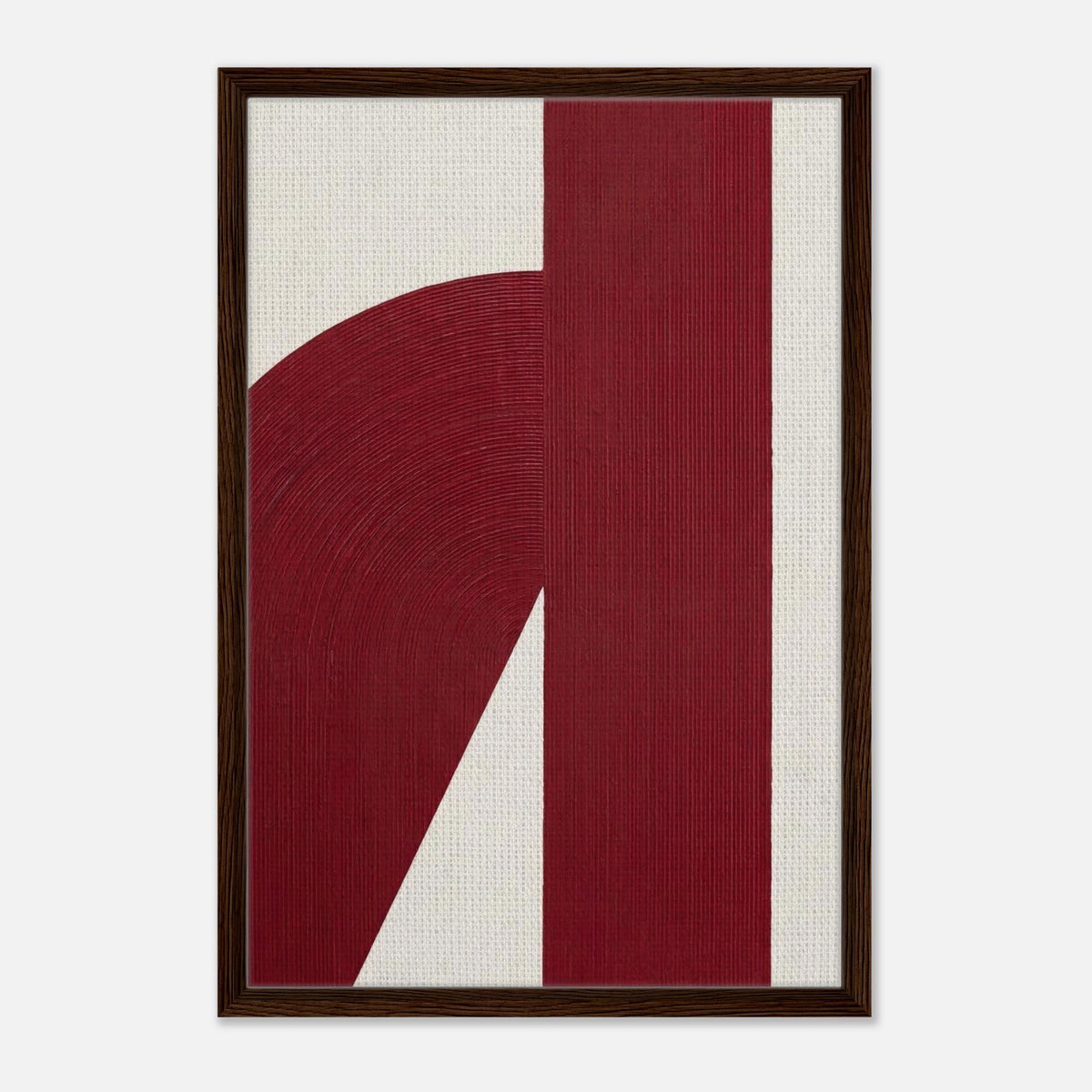 Crimson Arc | Abstract Framed Canvas (Dark Wood)