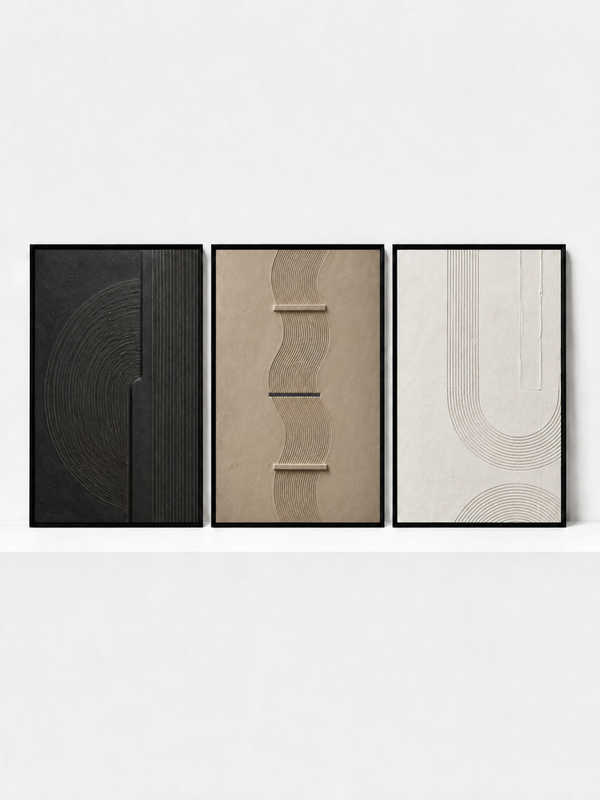 Incised Field III (Right Panel) Framed Canvas | 3 Piece Abstract Wall Art
