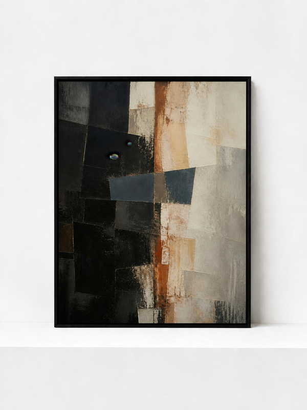 Divided Wall Framed Canvas | Grey Abstract Wall Art