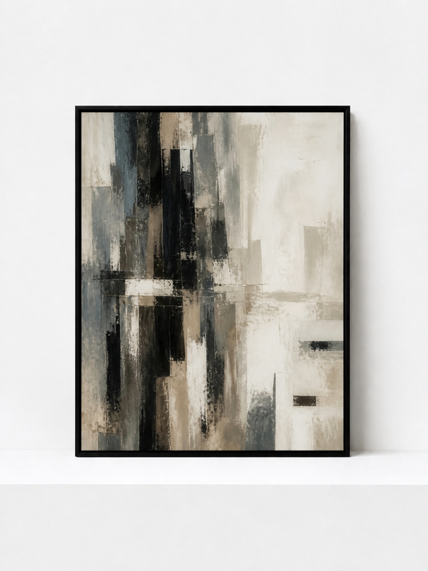City Memory Framed Canvas | Grey Abstract Wall Art
