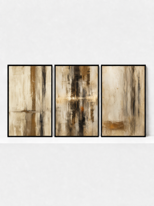 Warm Abrasion II (Middle Panel) Framed Canvas | 3 Piece Abstract Wall Art