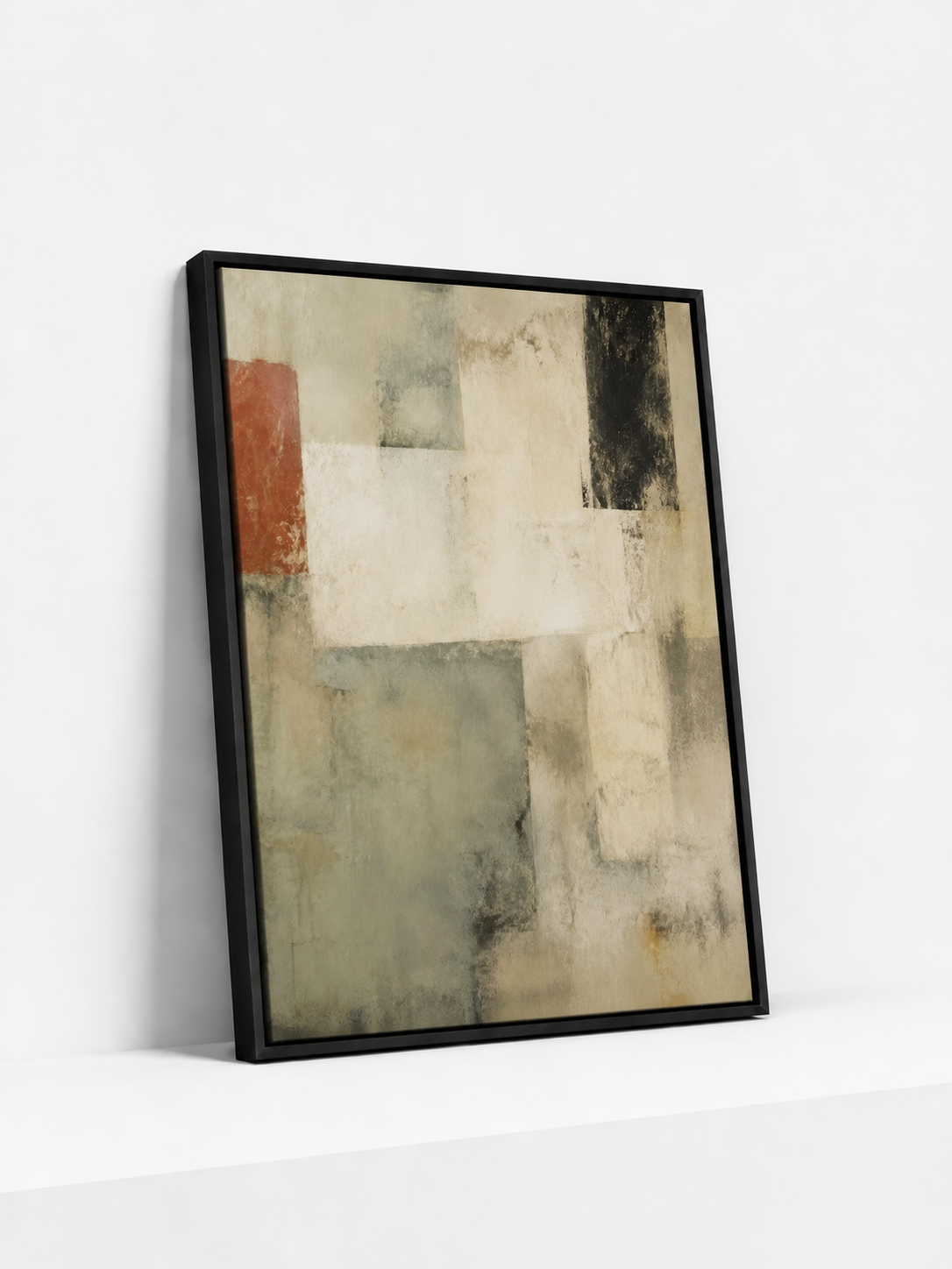 Weathered Blocks Framed Canvas | Minimalist Abstract Wall Art