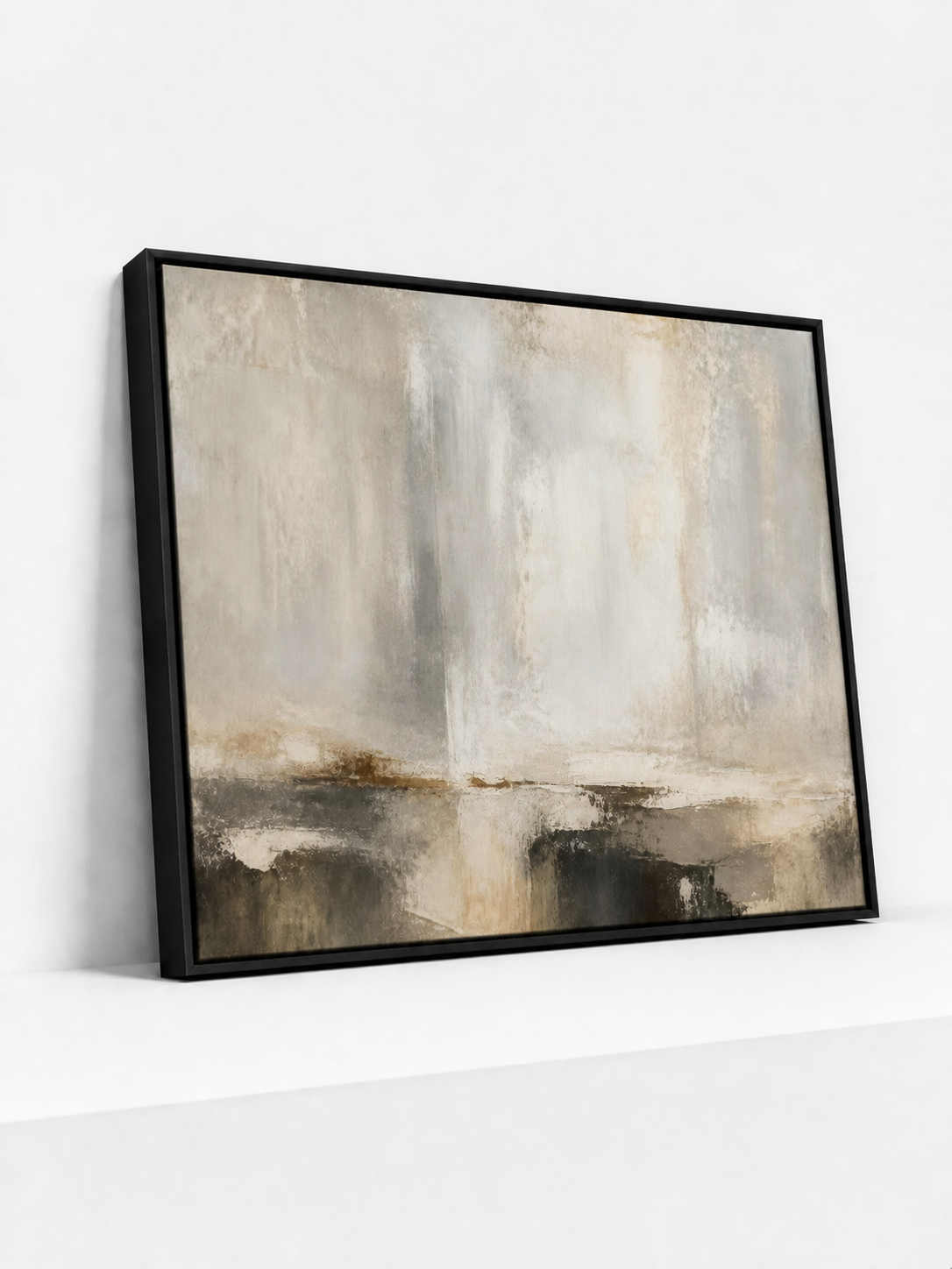 Quiet Estuary Framed Canvas | Grey Abstract Wall Art
