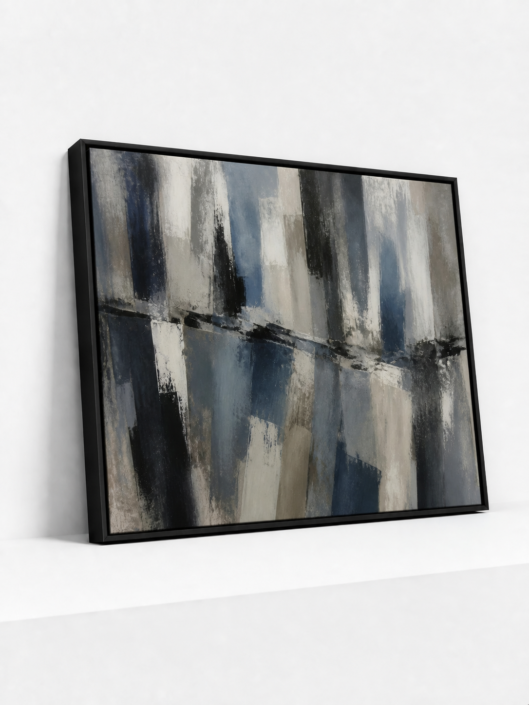 Reflected Skyline Framed Canvas | Blue Abstract Wall Art