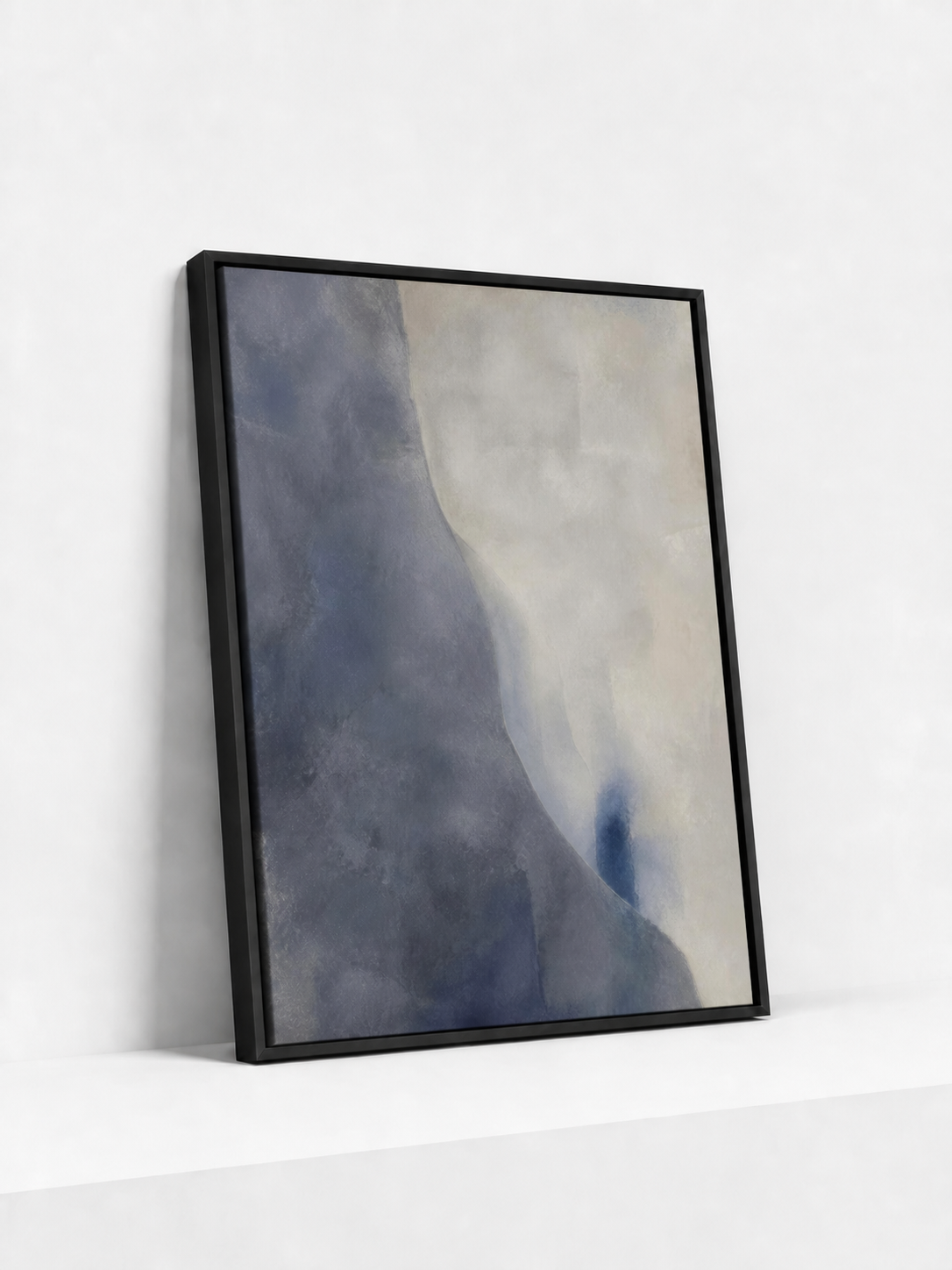 Quiet Monument Framed Canvas | Blue Abstract Wall Art