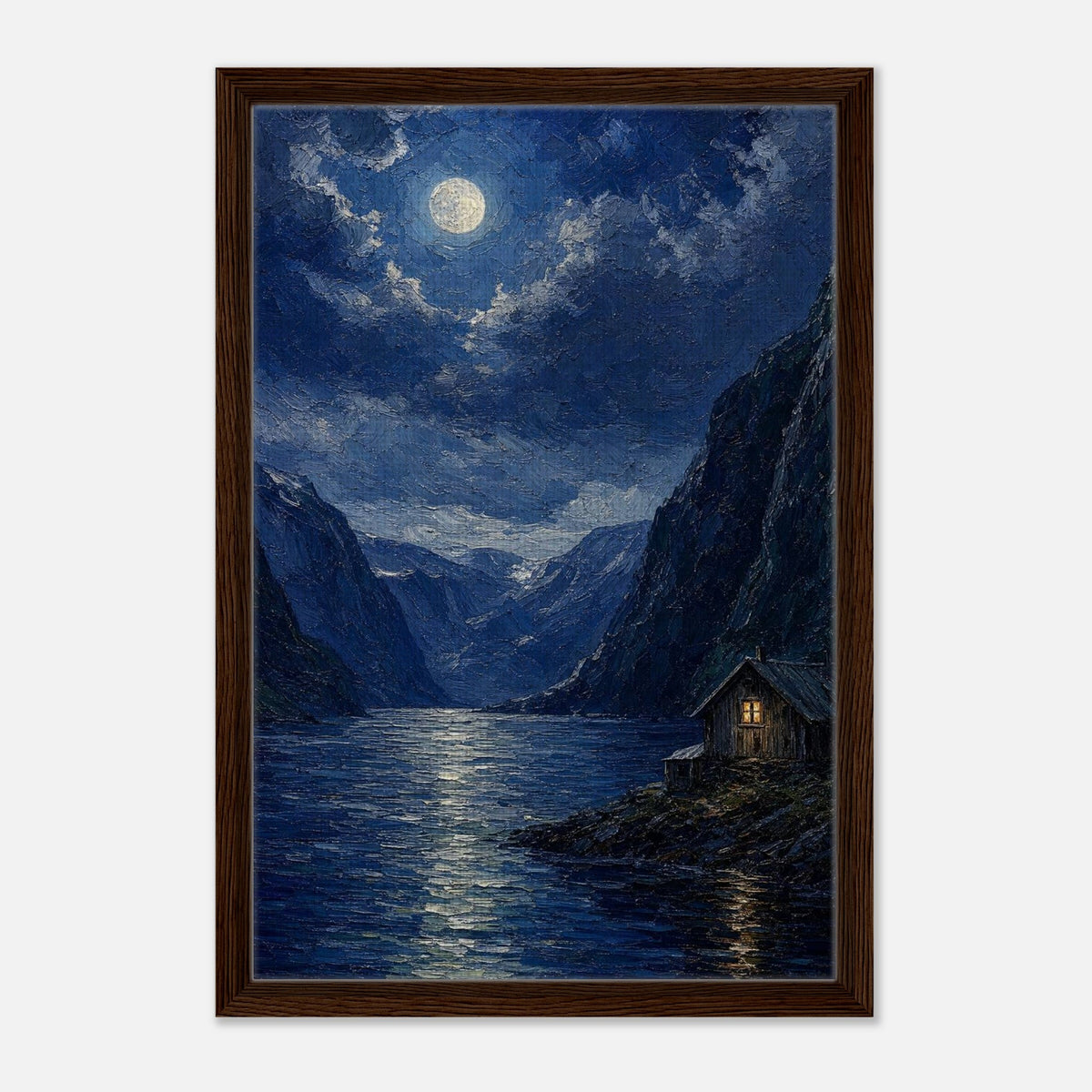 Fjord Cabin | Studio Editions Framed Canvas (Dark Wood)