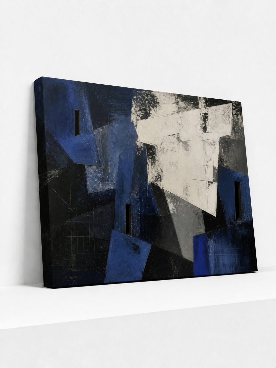 Cobalt Construct Canvas | Blue Abstract Wall Art