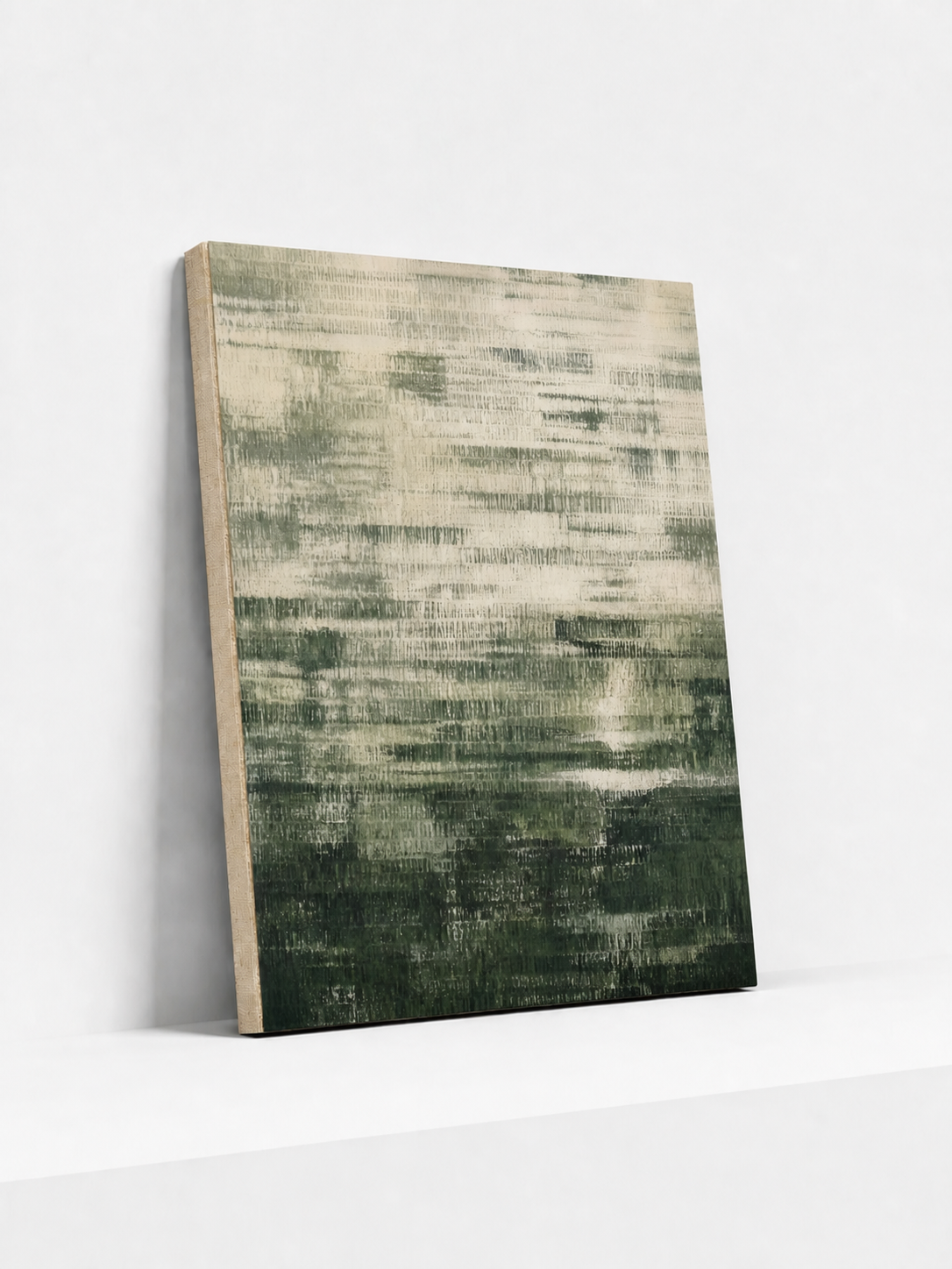 Woven Descent Canvas | Green Abstract Wall Art