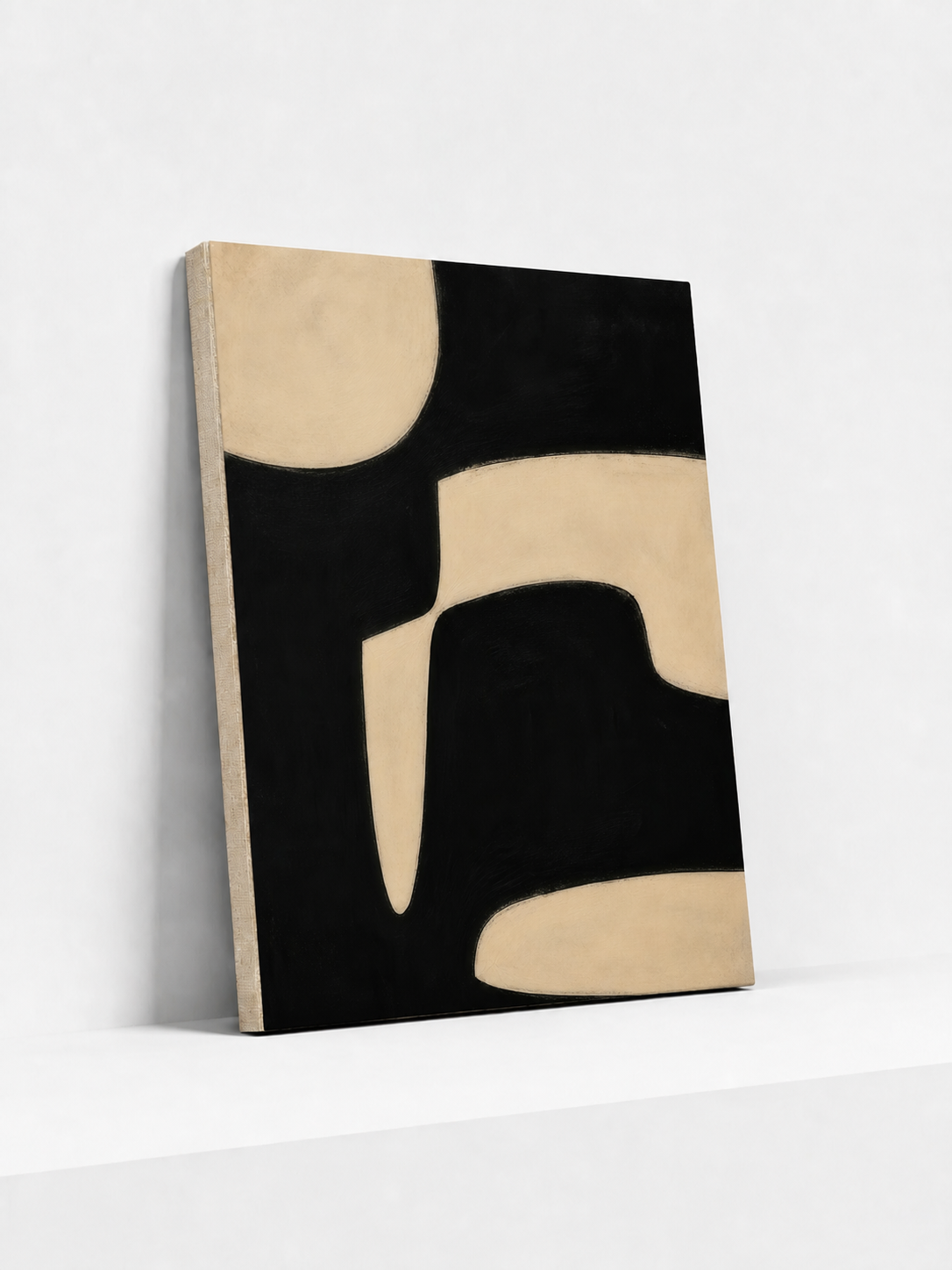 Cream Cutouts Canvas | Minimalist Abstract Wall Art