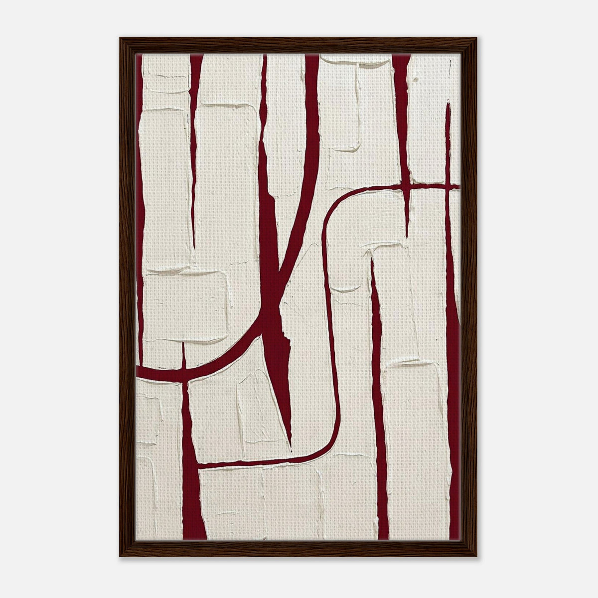 Cipher Ivory | Abstract Framed Canvas (Dark Wood)
