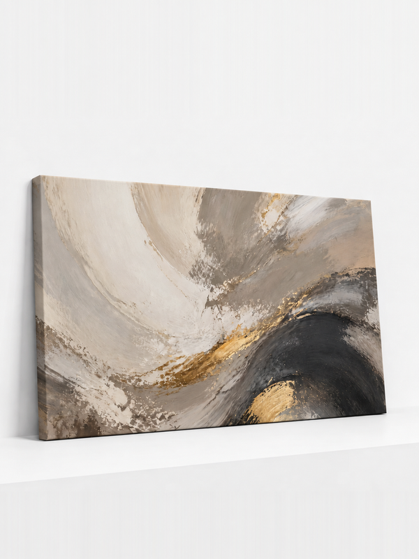 Curved Current Canvas | Gold Abstract Wall Art