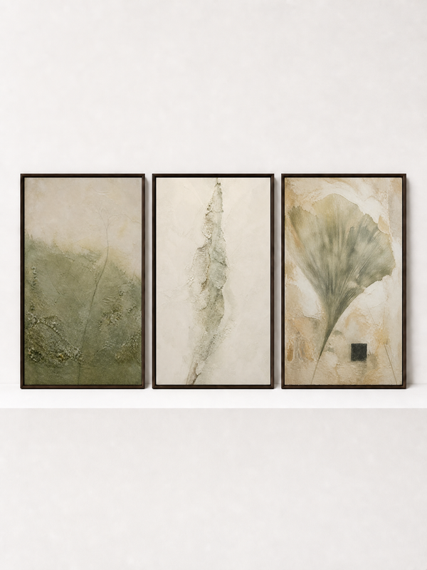 Excavated Garden II (Middle Panel) Wooden Framed | 3 Piece Abstract Wall Art