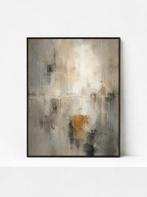 Tarnished Light Wooden Framed | Grey Abstract Wall Art