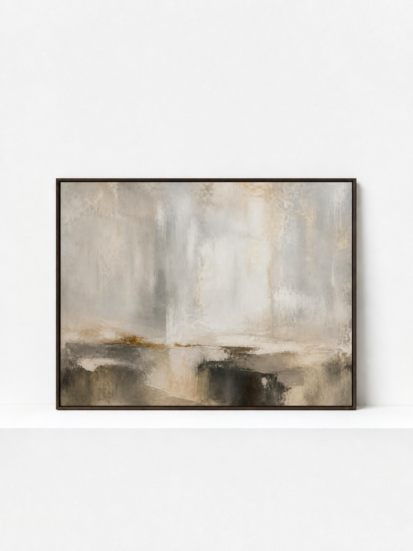 Quiet Estuary Wooden Framed | Grey Abstract Wall Art