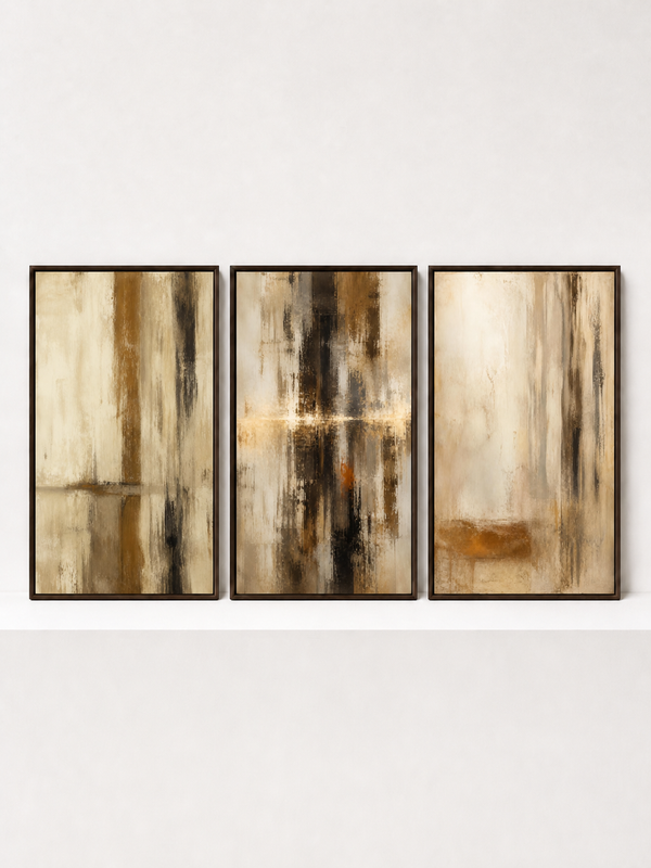 Warm Abrasion III (Right Panel) Wooden Framed | 3 Piece Abstract Wall Art