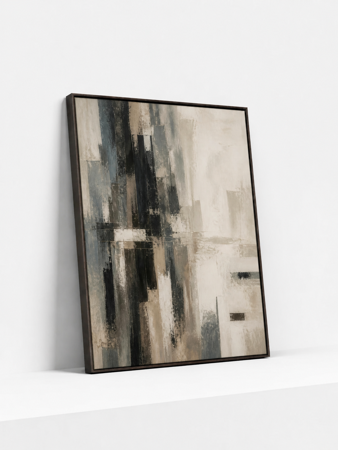 City Memory Wooden Framed | Grey Abstract Wall Art