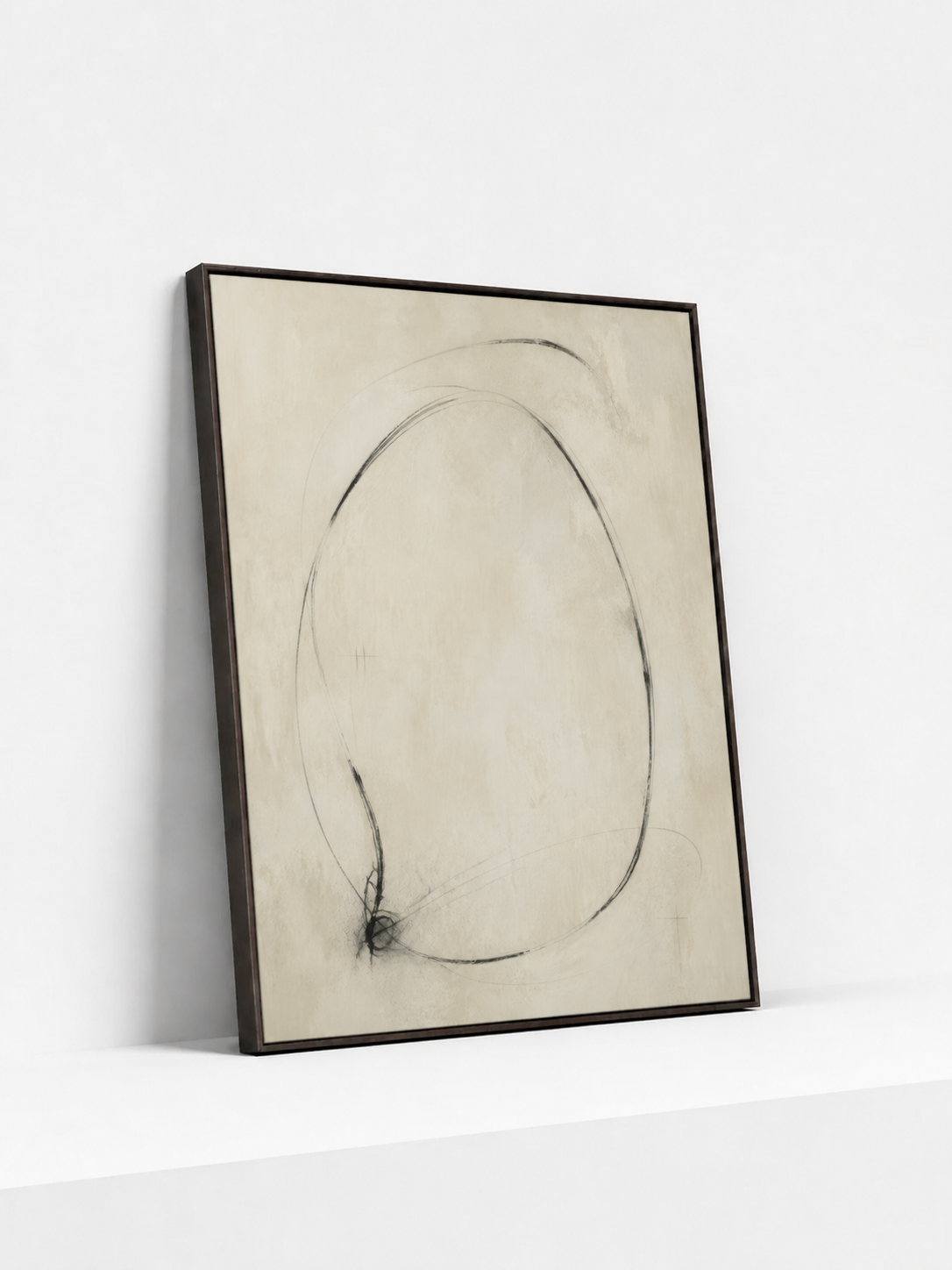 Graphite Orbit Wooden Framed | Minimalist Abstract Wall Art