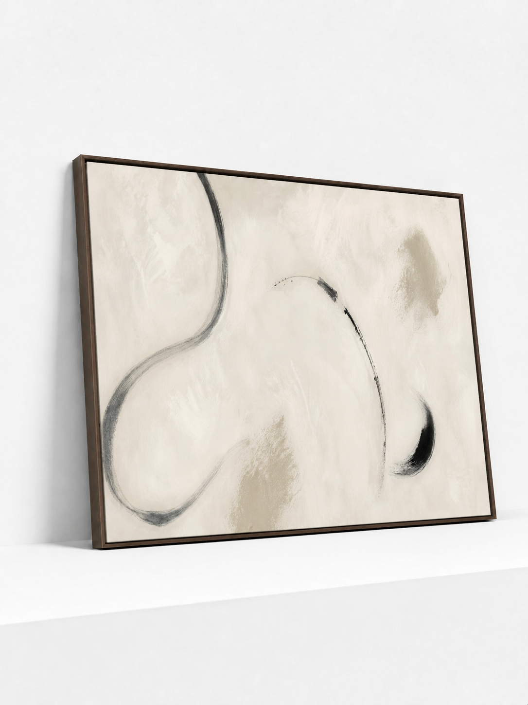 Looped Silence Wooden Framed | Grey Abstract Wall Art