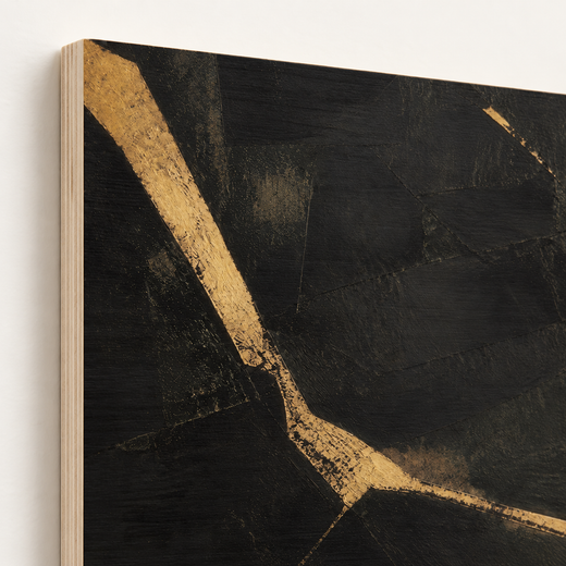 Gold on Charcoal | Wood Print — edge close-up