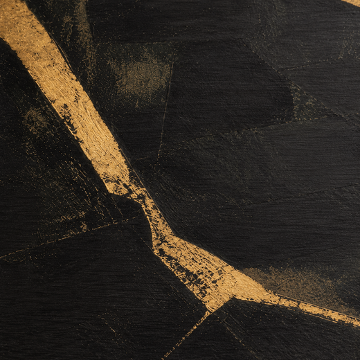 Gold on Charcoal | Wood Print — surface close-up