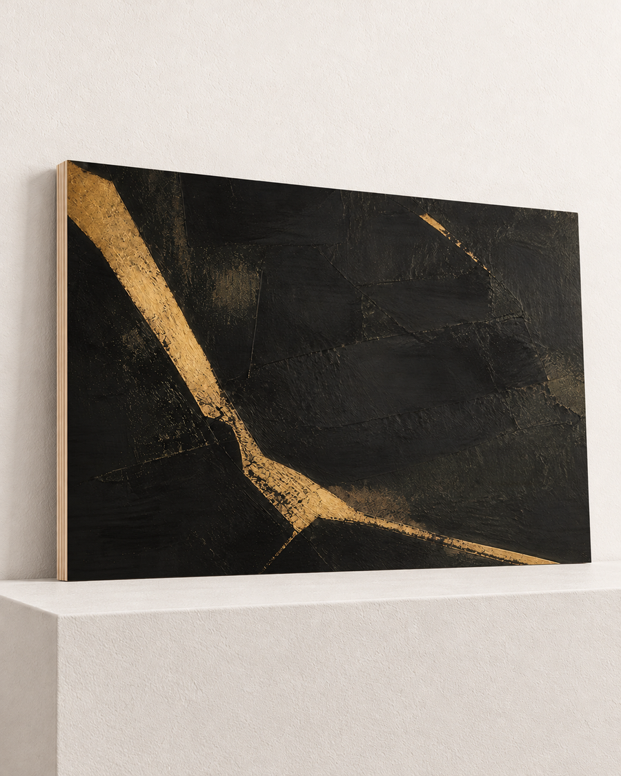 Gold on Charcoal | Wood Print