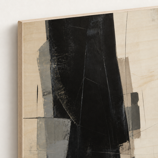 Black on Chalk | Wood Print — edge close-up