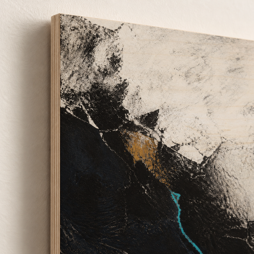 Blue Fault | Wood Print — edge close-up