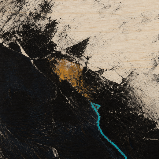 Blue Fault | Wood Print — surface close-up