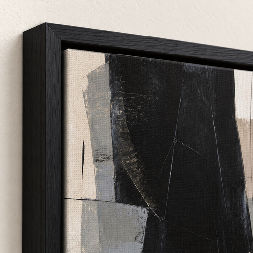 Black on Chalk | Framed Canvas — edge close-up