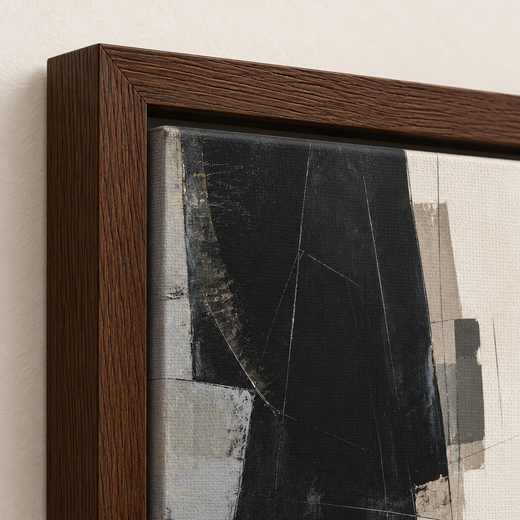 Black on Chalk | Framed Canvas — edge close-up