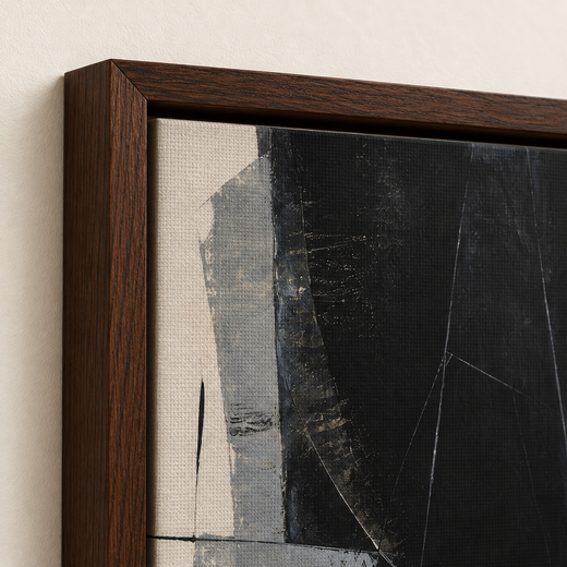 Black on Chalk | Framed Canvas — edge close-up