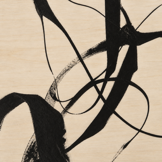 Calligraphic Line | Wood Print — surface close-up