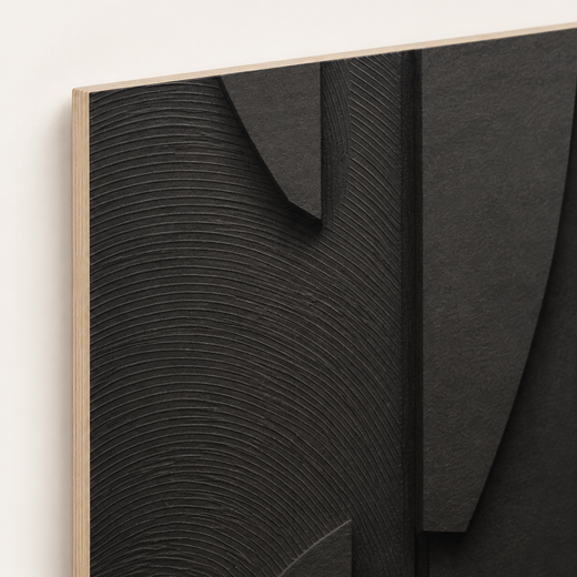 Curves in Charcoal | Wood Print — edge close-up